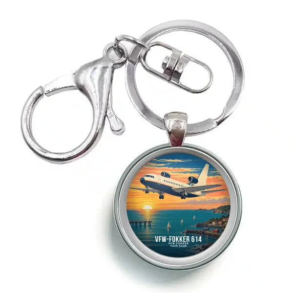 VFW-Fokker 614 - 3D + Name - Circle Key Chain - Full Print