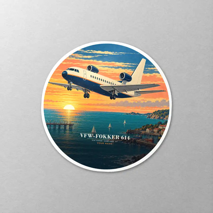 VFW-Fokker 614 - 3D + Name - Circle Sticker - Close-up
