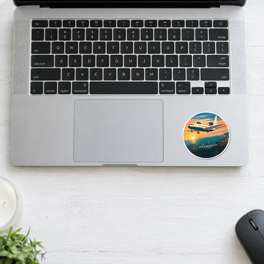 VFW-Fokker 614 - 3D + Name - Circle Sticker - Laptop