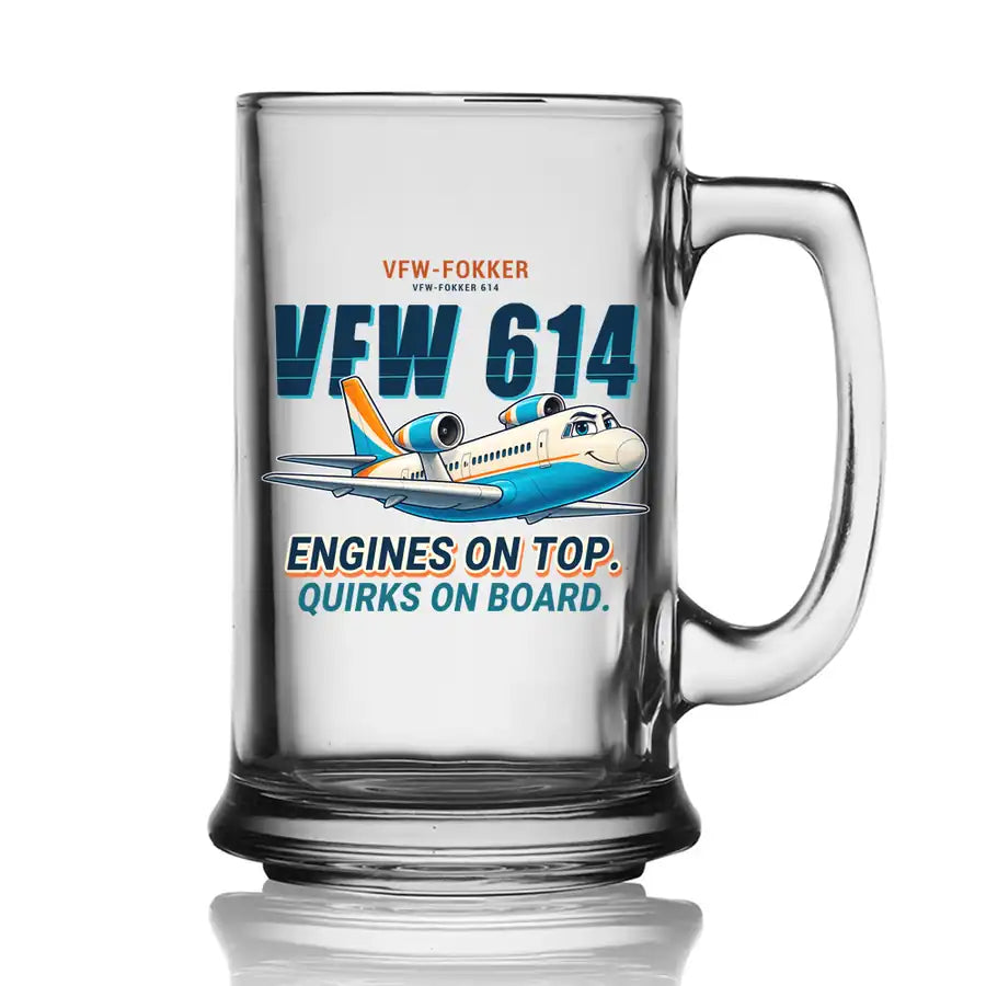 VFW-Fokker 614 - Cartoon - Beer Glass with Holder