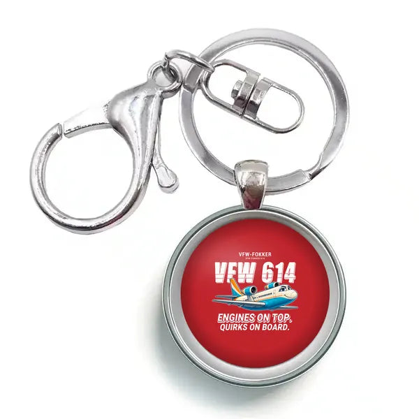 VFW-Fokker 614 - Cartoon - Circle Key Chain - Red