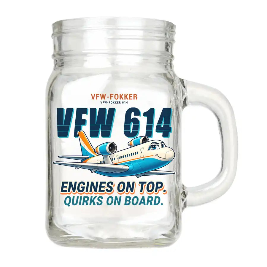 VFW-Fokker 614 - Cartoon - Cocktail Glass (Mason Jar)