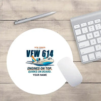 Thumbnail for VFW-Fokker 614 - Cartoon + Name - Round Mouse Pad - White