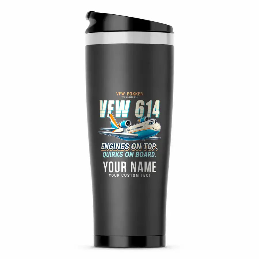 VFW-Fokker 614 - Cartoon + Name - Stainless Steel (No Holder) - Gray