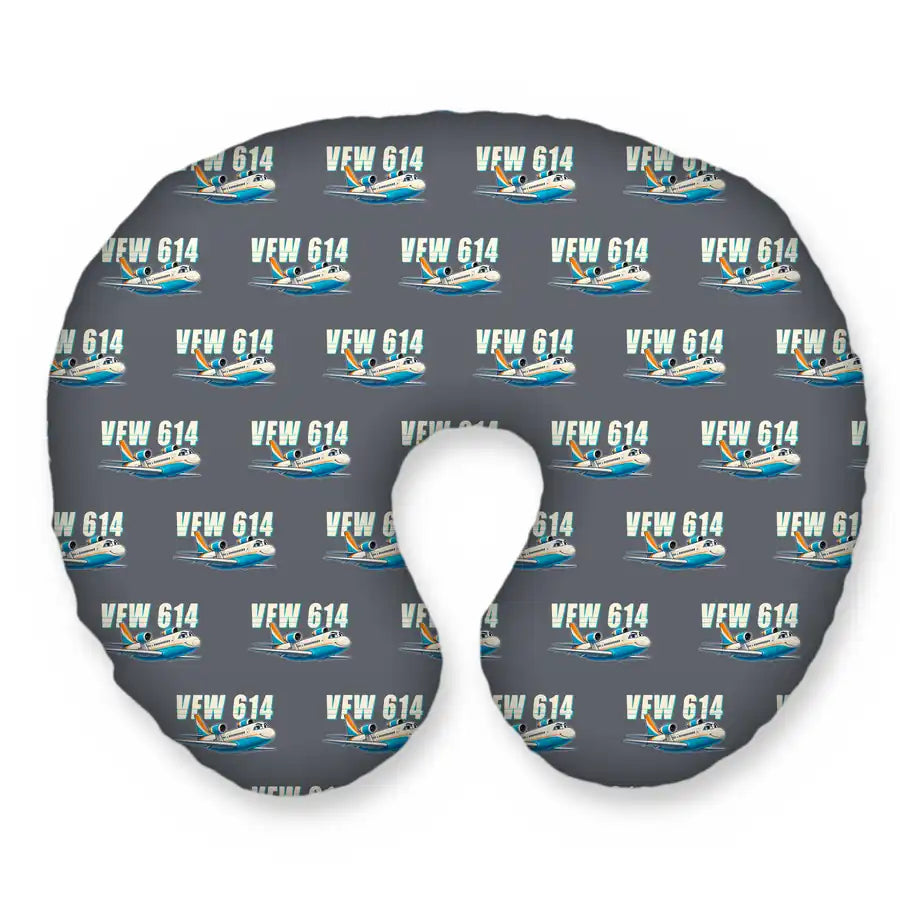 VFW-Fokker 614 - Cartoon Seamless - Travel Pillow - Grey