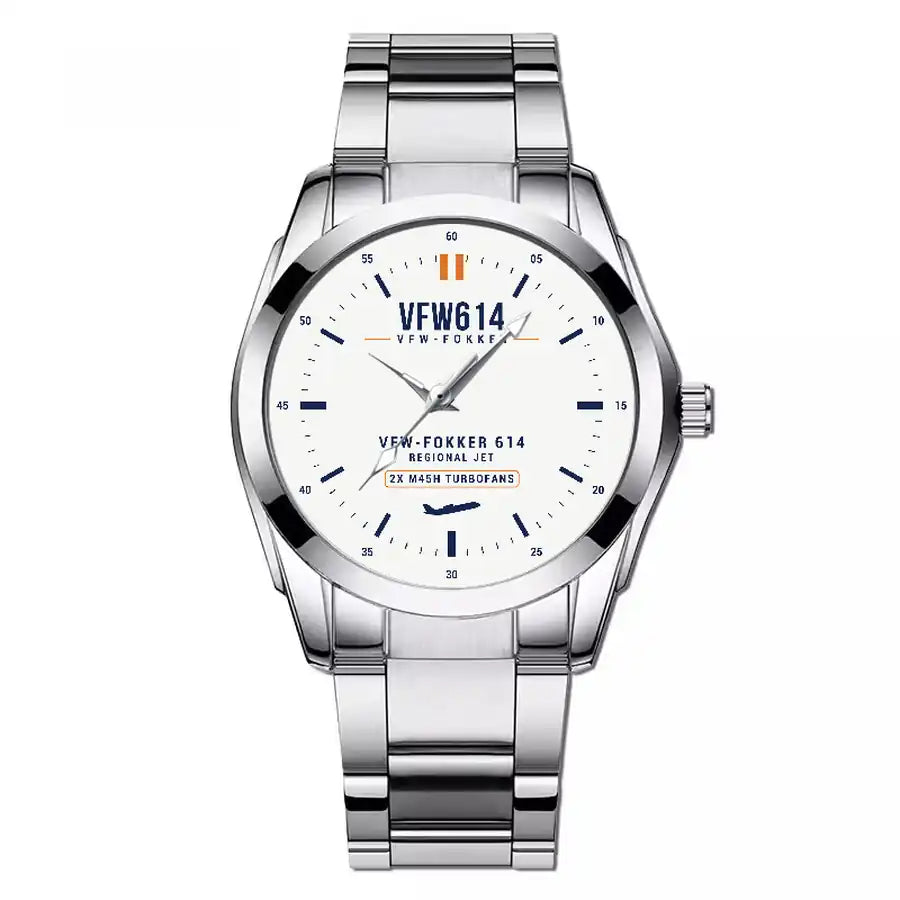 VFW-Fokker 614 - Classic - White - Stainless Steel Band - For Men