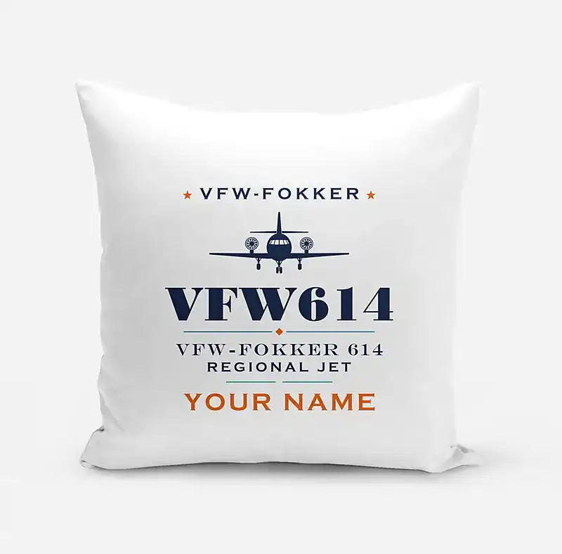 VFW-Fokker 614 - Heritage + Name - Pillow - White