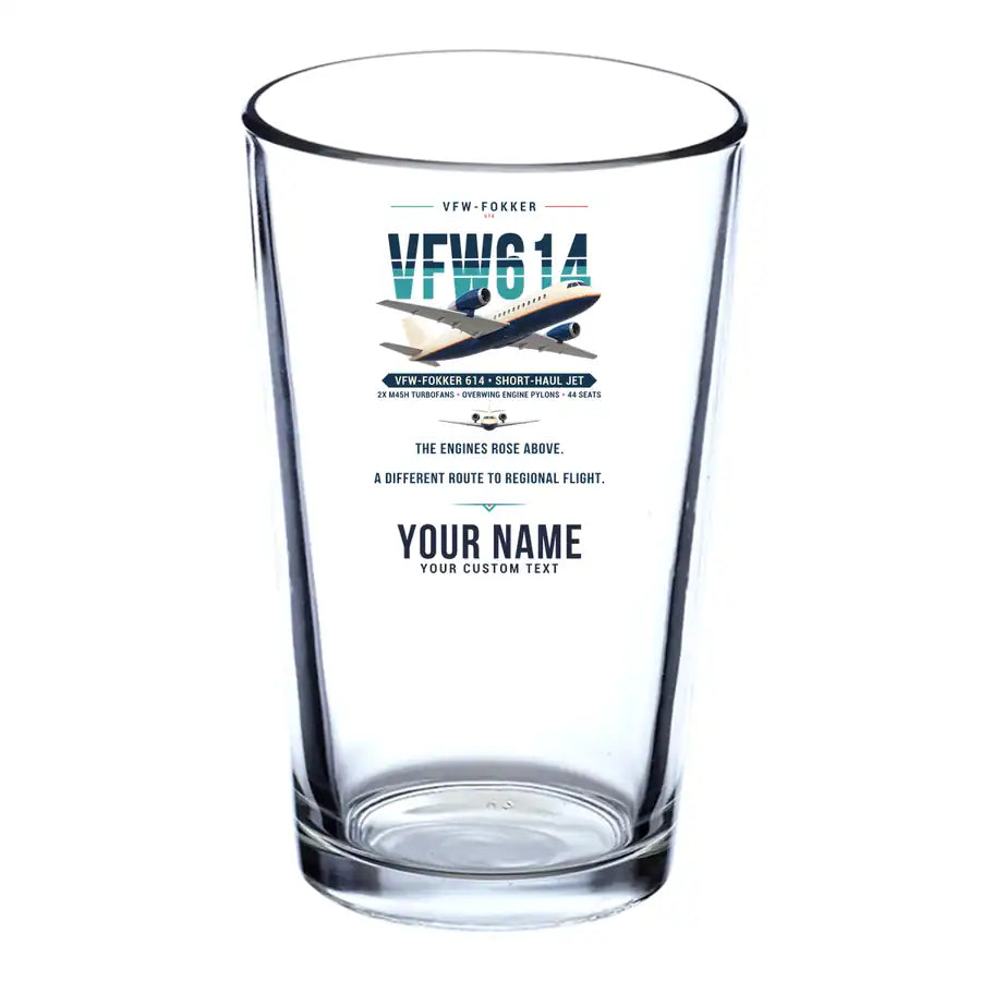 VFW-Fokker 614 - Original + Name - Beer & Water Glass