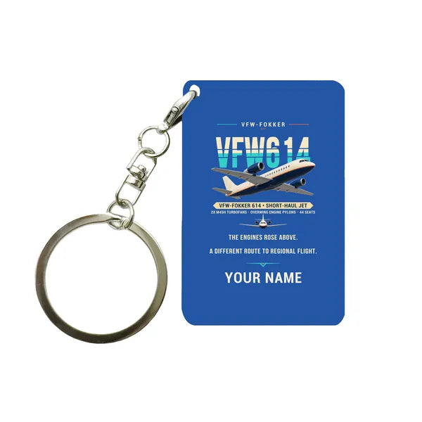 VFW-Fokker 614 - Original + Name - Key Chain - Blue