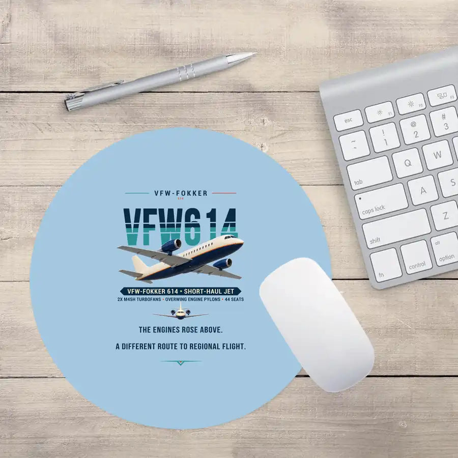 VFW-Fokker 614 - Original - Round Mouse Pad - Light Blue