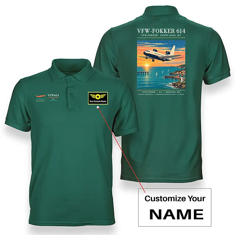 VFW-Fokker 614 - Poster - Double-Side Polo - Green + Name
