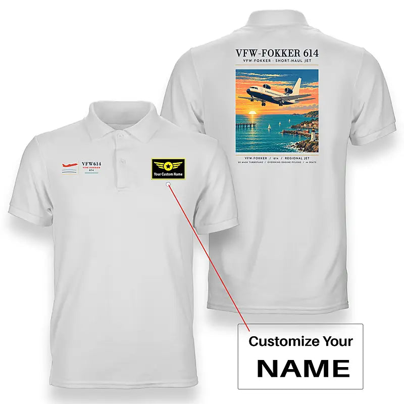 VFW-Fokker 614 - Poster - Double-Side Polo - White + Name
