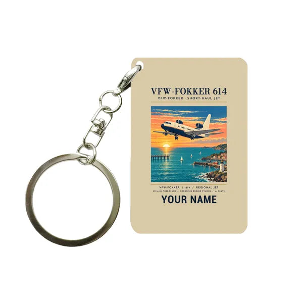VFW-Fokker 614 - Poster + Name - Key Chain - Beige