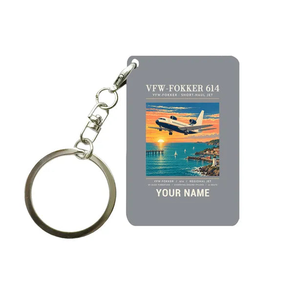 VFW-Fokker 614 - Poster + Name - Key Chain - Gray