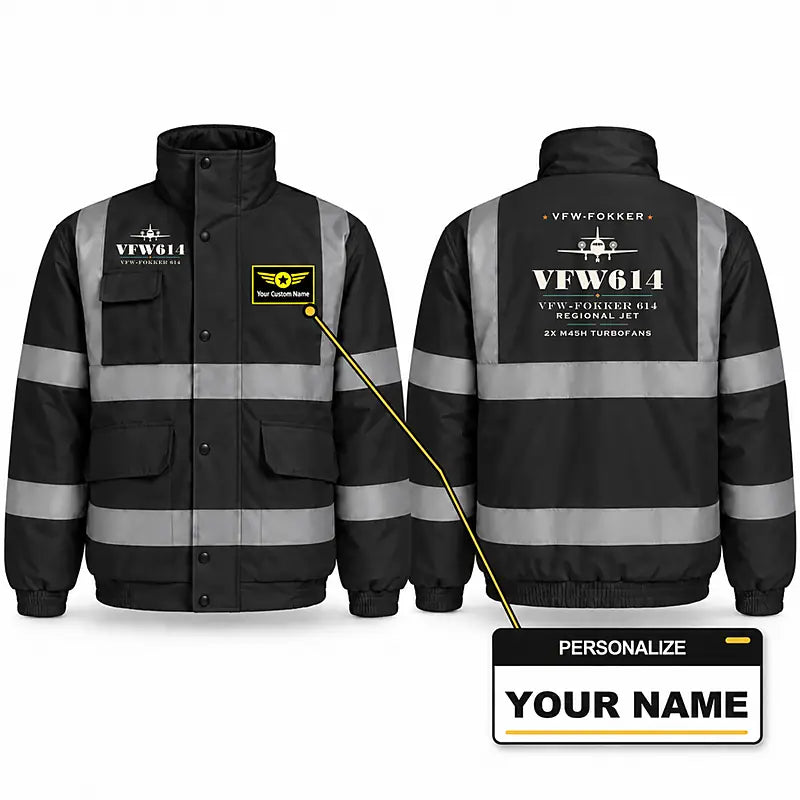 VFW-Fokker 614 Reflective Winter Jackets - Heritage + Name - Black