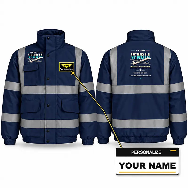 VFW-Fokker 614 Reflective Winter Jackets - Original + Name - Navy Blue