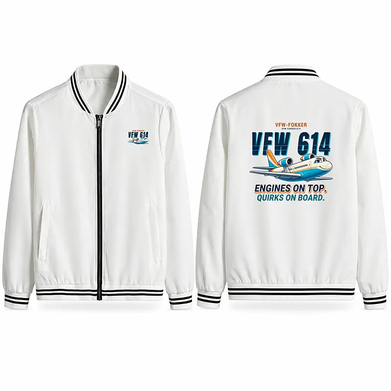 VFW-Fokker 614 Stylish Jackets - Baseball Collar - Cartoon - White