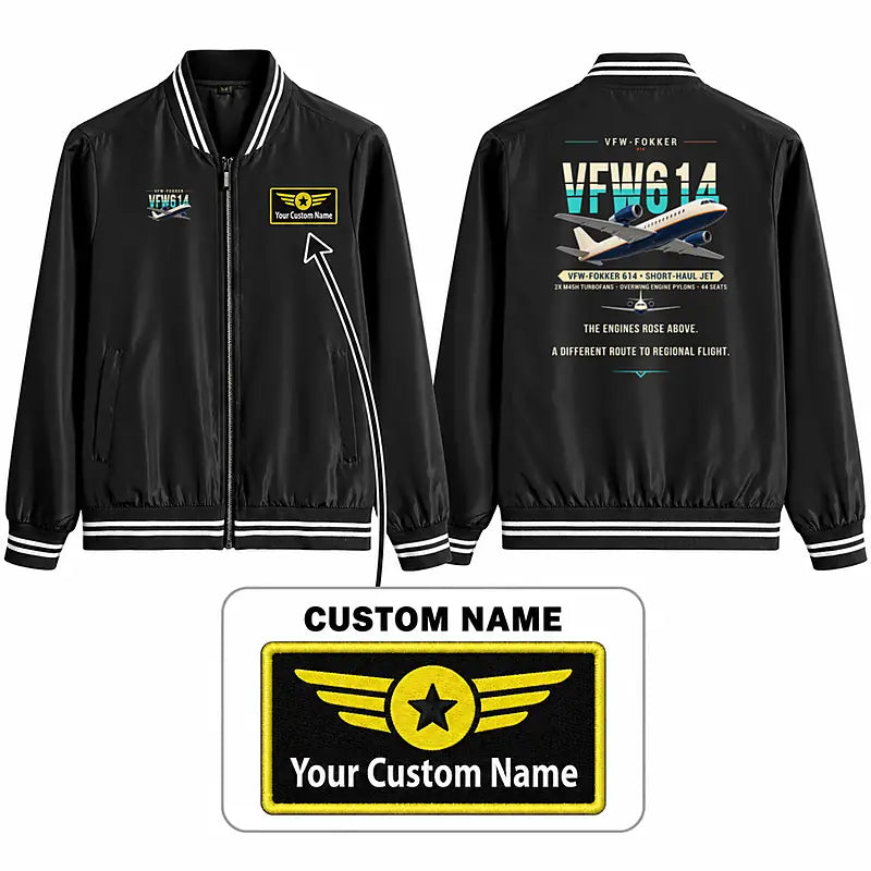 VFW-Fokker 614 Stylish Jackets - Baseball Collar - Original + Name - Black