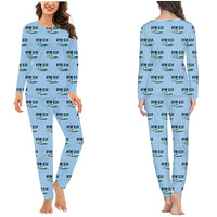 Thumbnail for VFW-Fokker 614 - Women Pajamas - Cartoon Pattern - Light Blue