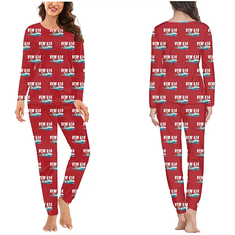 VFW-Fokker 614 - Women Pajamas - Cartoon Pattern - Red