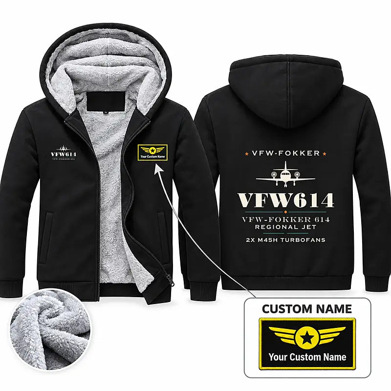 VFW-Fokker 614 Zipped Sweatshirts - Heritage + Name - Black