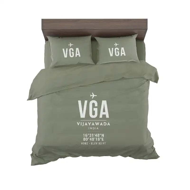 Vijayawada Airport (VGA) Bedding Sets & Blankets - Bedding Set - ID Tag - Green Army