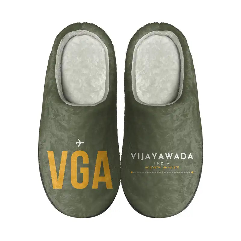 Vijayawada Airport (VGA) Slippers & Flip Flops - Slippers - Cotton - Code - Different - Green Army