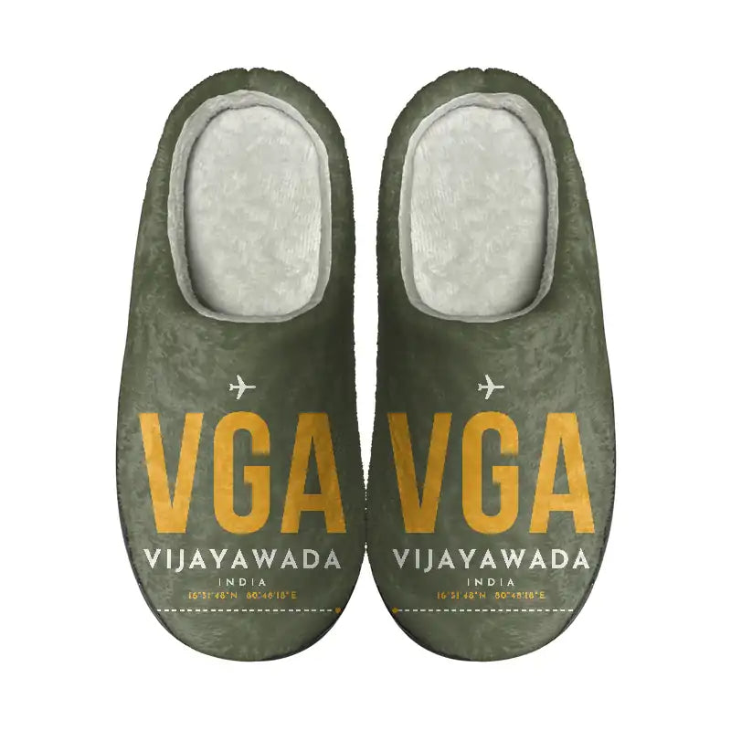 Vijayawada Airport (VGA) Slippers & Flip Flops - Slippers - Cotton - Code - Same - Green Army