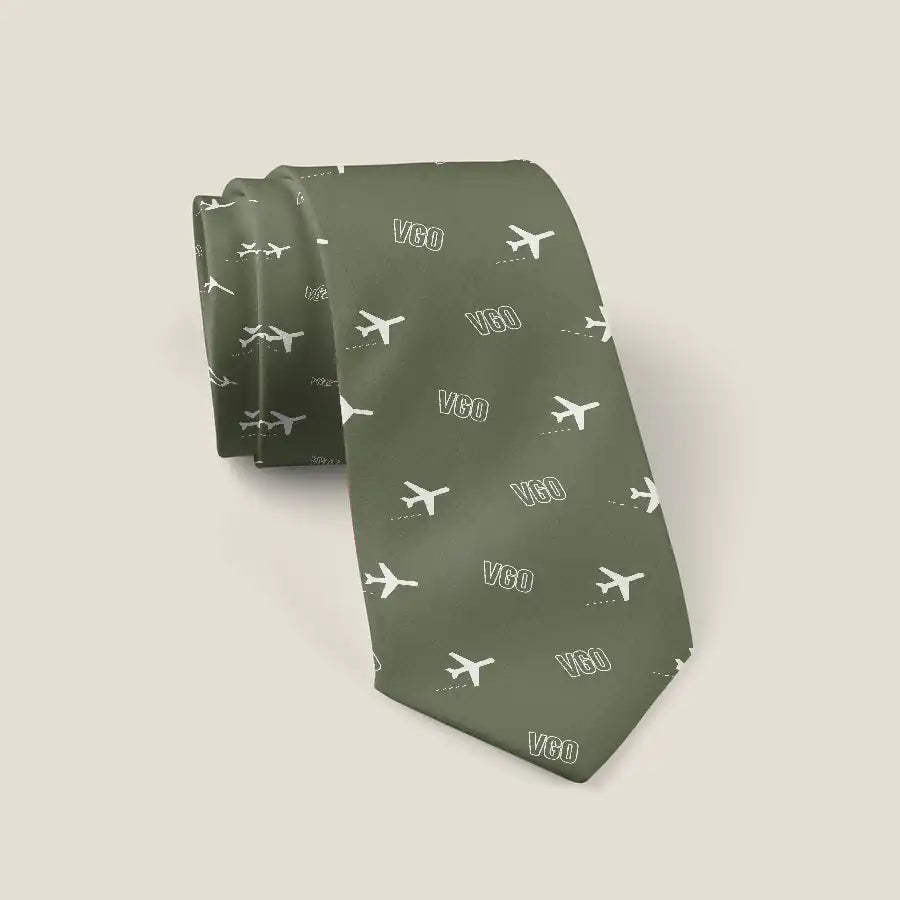 Vigo Airport (VGO) Ties - Tie - Pattern - Green Army