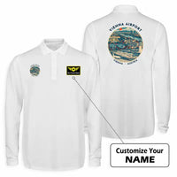 Thumbnail for Vienna Airport (VIE) Premium Polo T-Shirts - Badge + Name - Long Sleeve - White