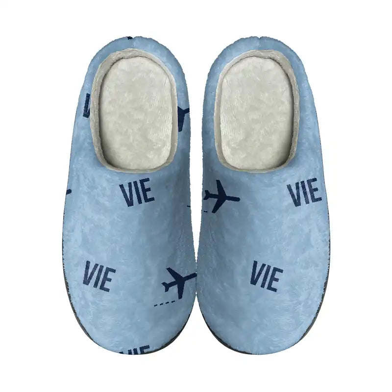 Vienna Airport (VIE) Slippers & Flip Flops - Slippers - Cotton - Pattern - Light Blue