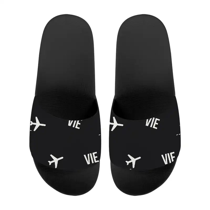 Vienna Airport (VIE) Slippers & Flip Flops - Slippers - Sport - Pattern - Black