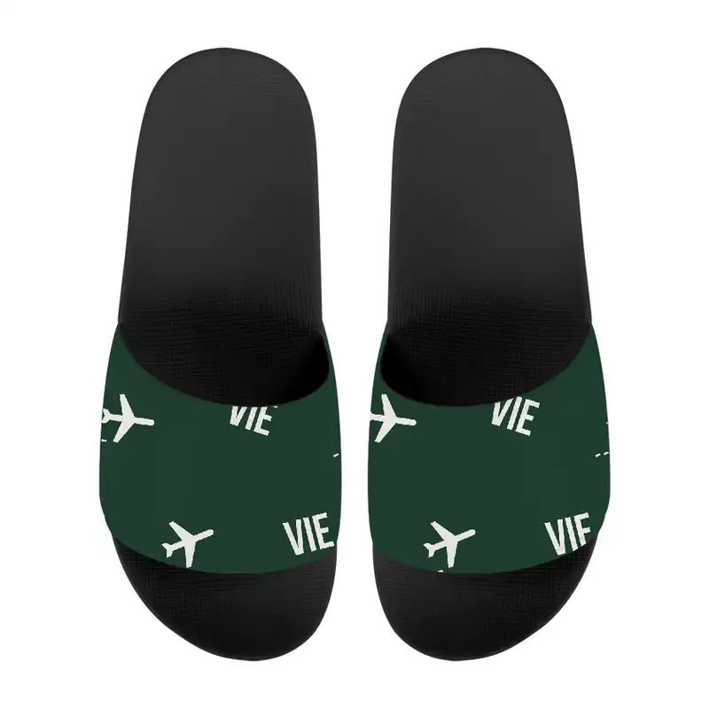 Vienna Airport (VIE) Slippers & Flip Flops - Slippers - Sport - Pattern - Dark Green