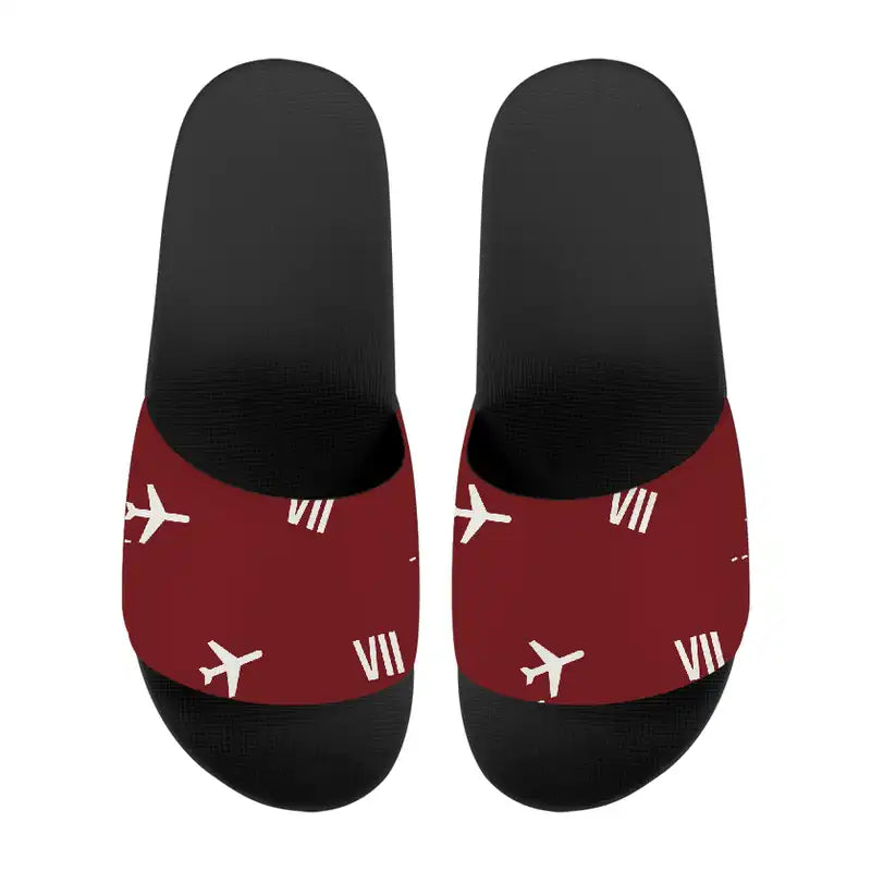 Vinh International Airport (VII) Slippers & Flip Flops - Slippers - Sport - Pattern - Dark Red