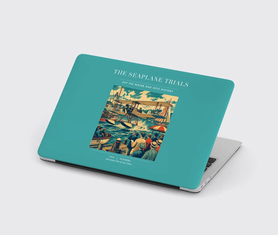 VINTAGE G4005 - The Seaplane Trials - Designed MacBook Cases design on turquoise