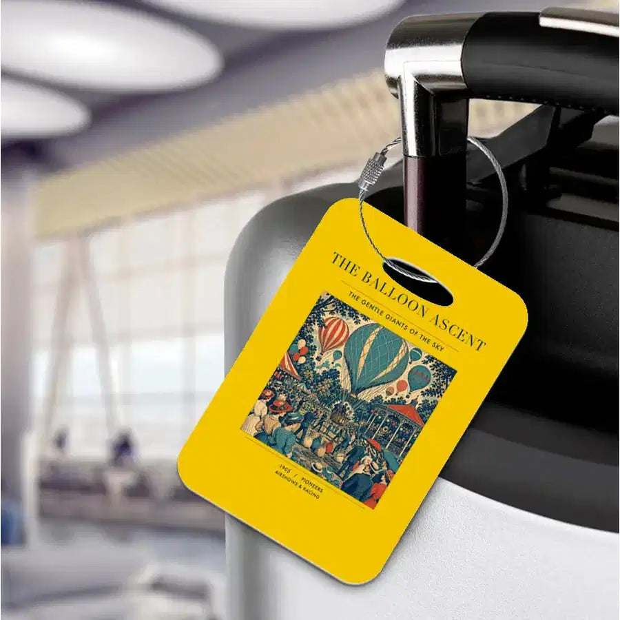 VINTAGE G4011 - The Balloon Ascent - Acrylic Luggage Tags design on yellow