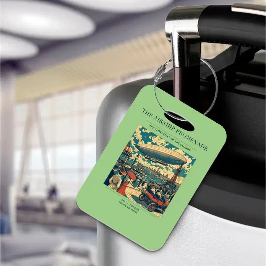 VINTAGE G4012 - The Airship Promenade - Acrylic Luggage Tags design on lightgreen