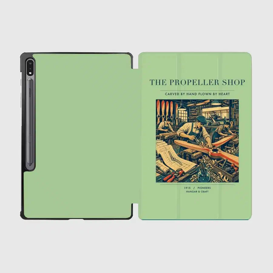 VINTAGE G4014 - The Propeller Shop - Designed iPad & Samsung Tablet Cases design on lightgreen samsung
