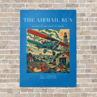 Thumbnail for VINTAGE G4015 - The Airmail Run - Vertical Canvas Prints design on turquoise no-frame