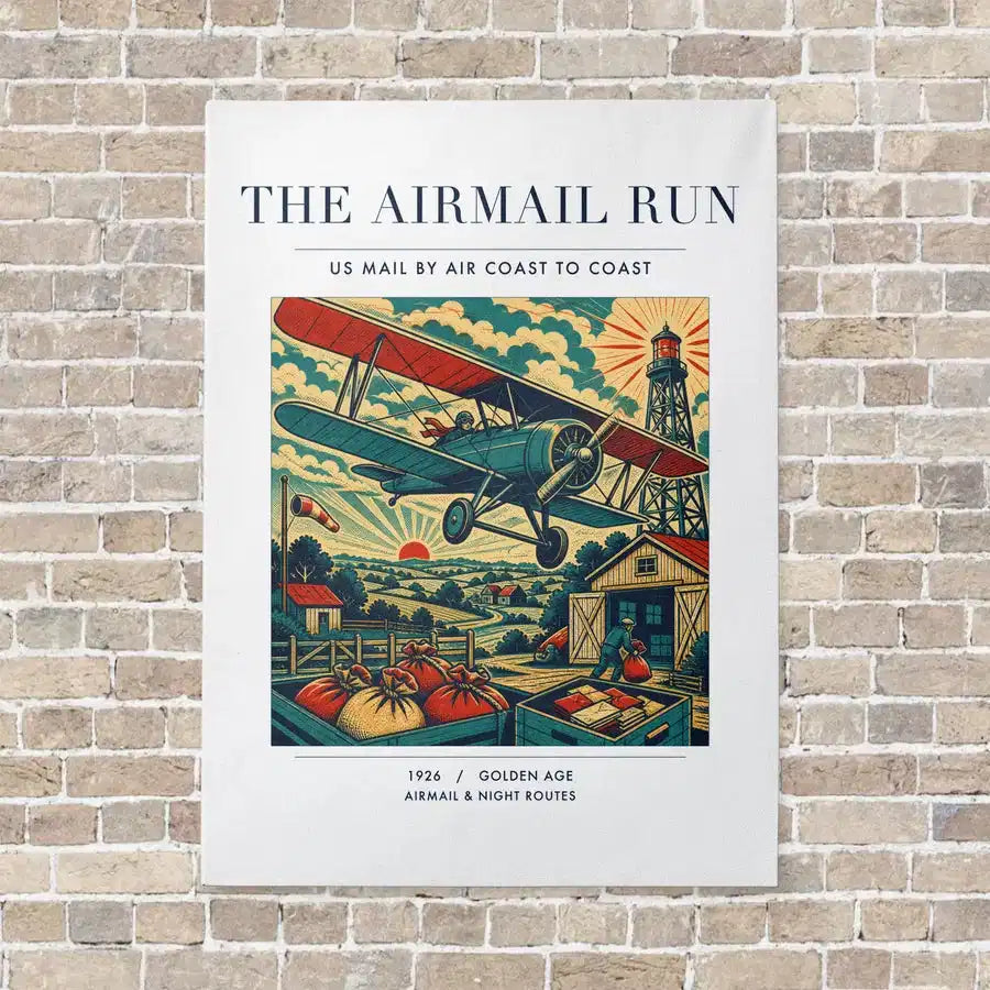 VINTAGE G4015 - The Airmail Run - Vertical Canvas Prints design on white no-frame