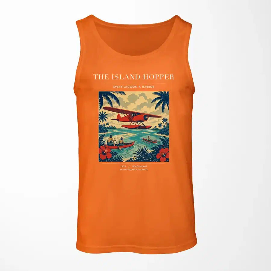 VINTAGE G4024 - The Island Hopper - Designed Tank Tops design on orange
