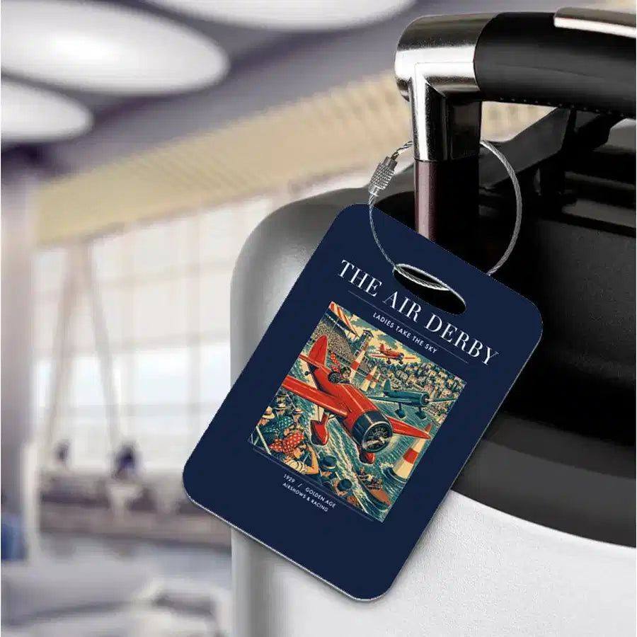 VINTAGE G4025 - The Air Derby - Acrylic Luggage Tags design on navyblue