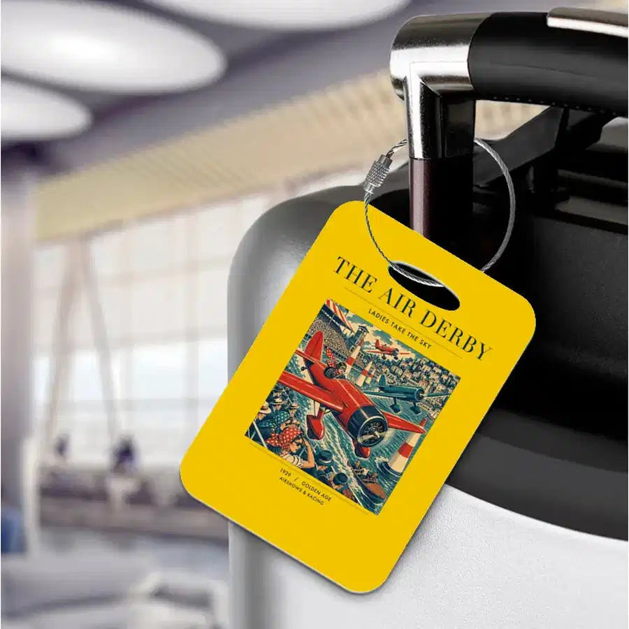VINTAGE G4025 - The Air Derby - Acrylic Luggage Tags design on yellow