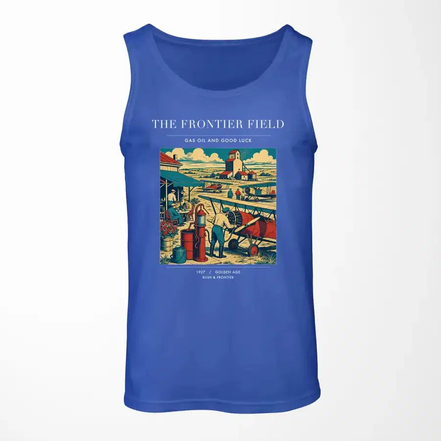 VINTAGE G4034 - The Frontier Field - Designed Tank Tops design on blue