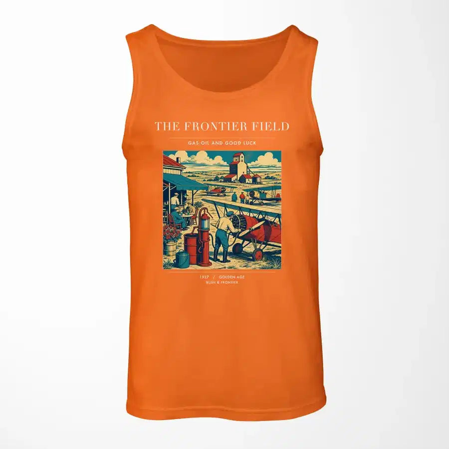 VINTAGE G4034 - The Frontier Field - Designed Tank Tops design on orange