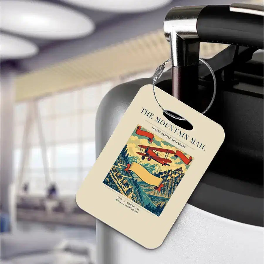 VINTAGE G4038 - The Mountain Mail - Acrylic Luggage Tags design on beige