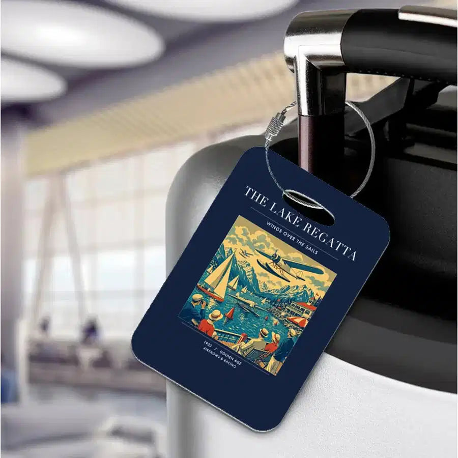 VINTAGE G4039 - The Lake Regatta - Acrylic Luggage Tags design on navyblue