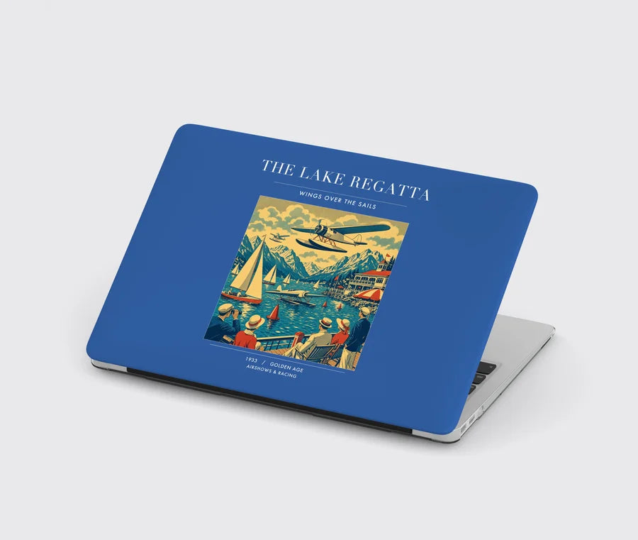 VINTAGE G4039 - The Lake Regatta - Designed MacBook Cases design on blue