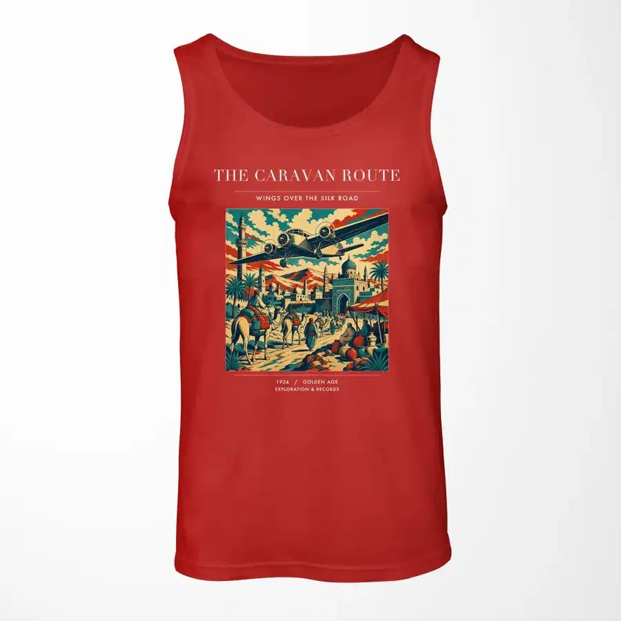 VINTAGE G4040 - The Caravan Route - Designed Tank Tops design on red