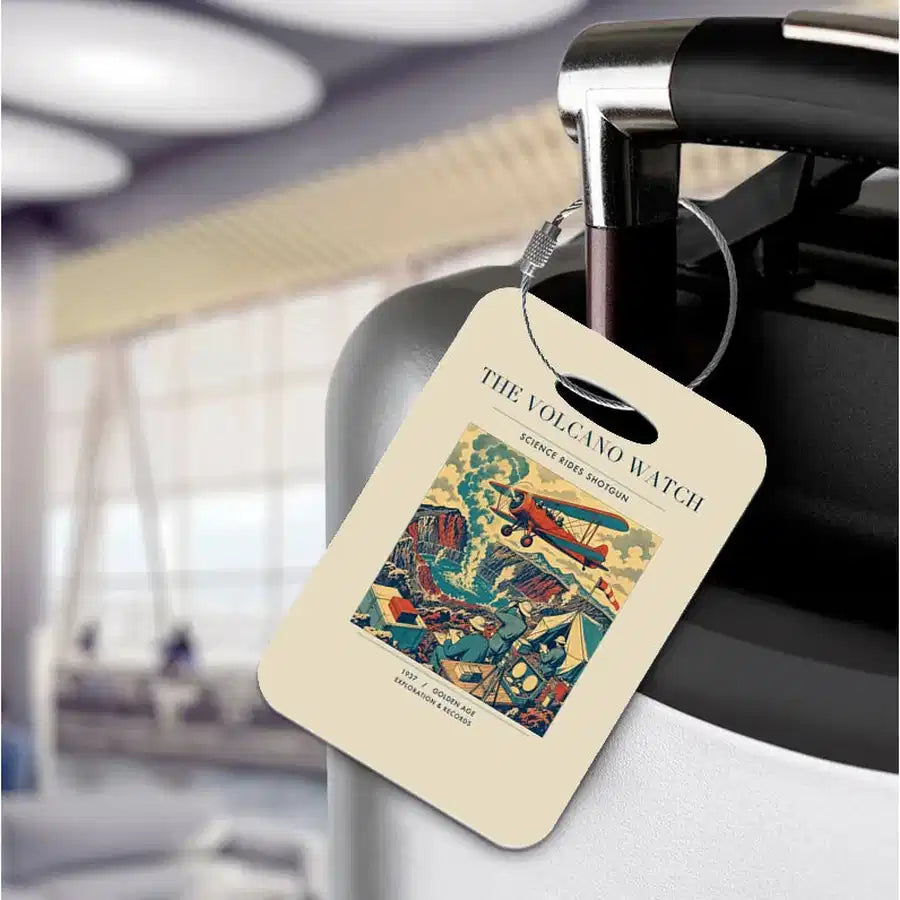 VINTAGE G4042 - The Volcano Watch - Acrylic Luggage Tags design on beige